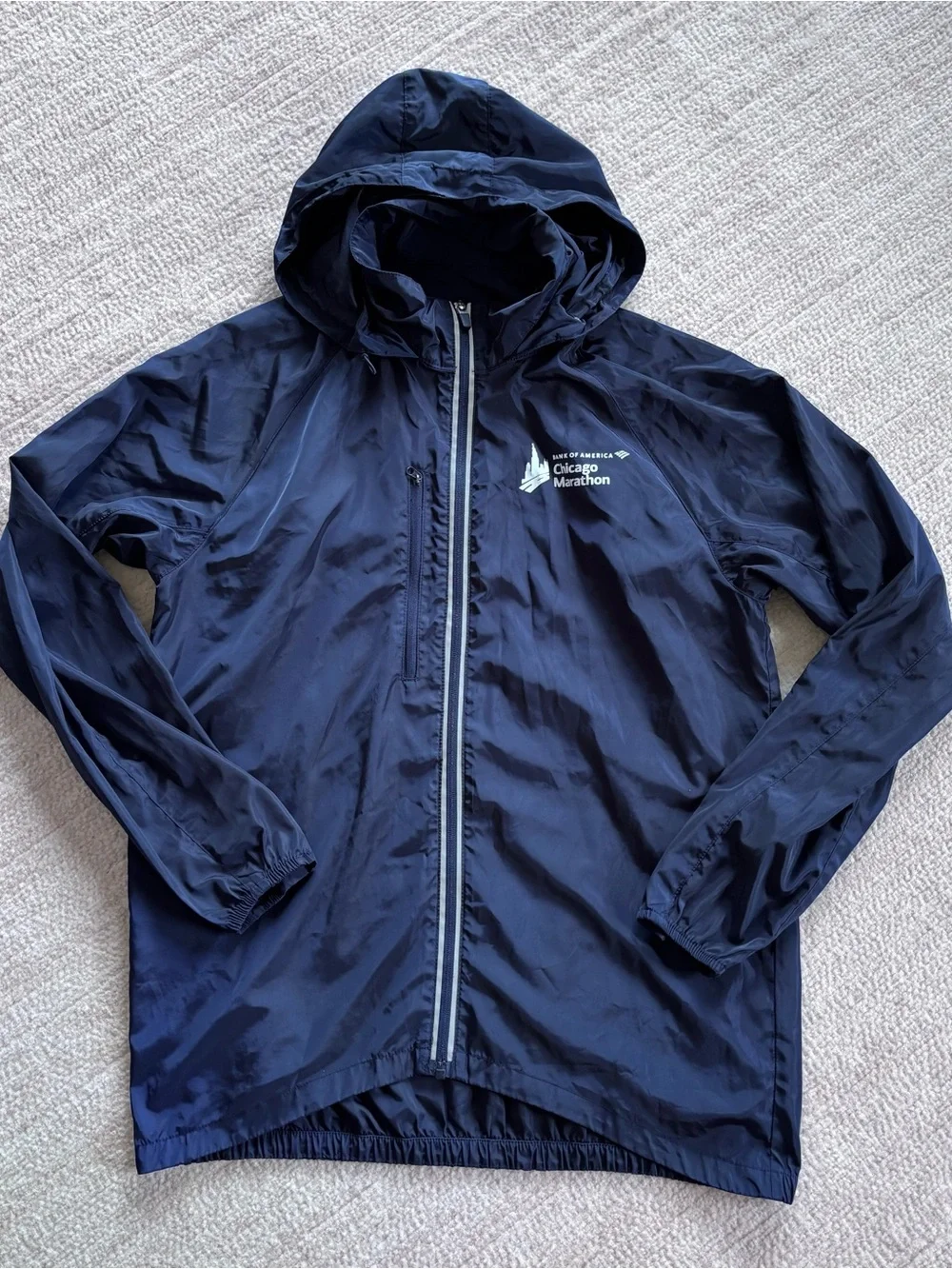 Navy Hooded Windbreaker Running Jacket - Chicago Marathon
